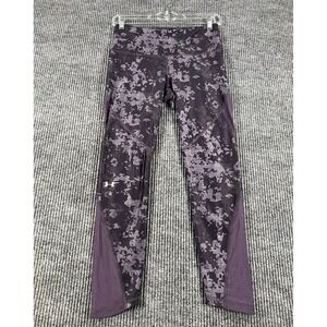 Under Armour Leggings Womens Medium Purple Compression Heat Gear Active Workout